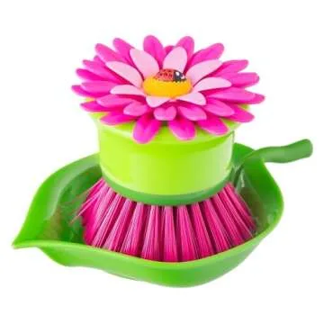 Vigar Flower Palm Dish Scrub Brush with Holder