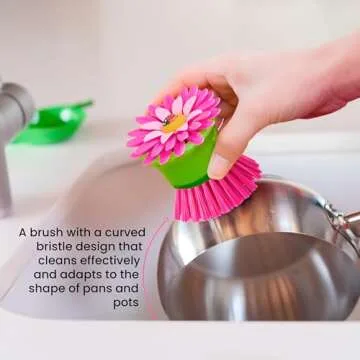 Vigar Flower Palm Dish Scrub Brush with Holder