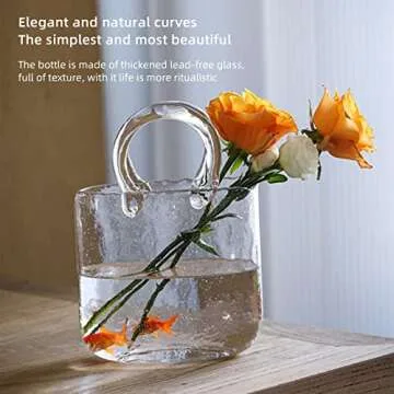 IUIBMI Hand Blown Glass Bag Vase - Unique Floral Décor