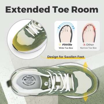 FitVille Women's Extra Wide Walking Shoes Women Wide Width Sneakers for Women for Flat Foot Plantar-...