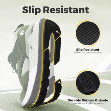 FitVille Women's Extra Wide Walking Shoes Women Wide Width Sneakers for Women for Flat Foot Plantar- Rebound Core V9 (9 Wide, Olive Green)