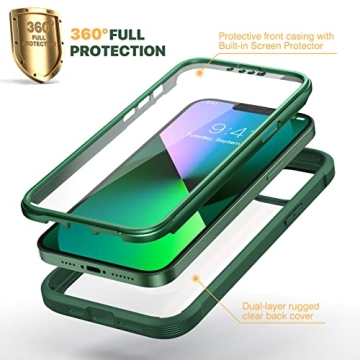 Diaclara iPhone 13 Case - Full Body Rugged Protection with Screen Protector and TPU Bumper