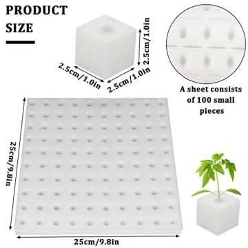 Eshylala 400 PCS Hydroponic Sponge Planting Tool - Square Seedling Sponges for Greenhouse and Vegeta...