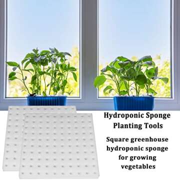 Eshylala 400 PCS Hydroponic Sponge Planting Tool - Square Seedling Sponges for Greenhouse and Vegetable Planting, Small Bud Growth