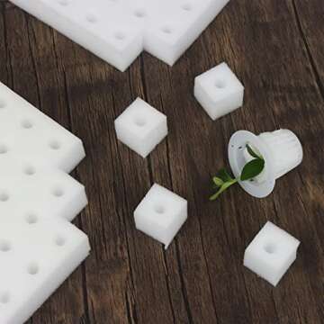 Eshylala 400 PCS Hydroponic Sponge Planting Tool - Square Seedling Sponges for Greenhouse and Vegetable Planting, Small Bud Growth
