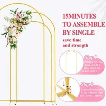 Wokceer Gold Wedding Arch Backdrop Stand Set of 3