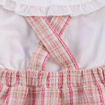 Kupretty Toddler Baby Girl Fall Winter Clothes Solid Button Down Shirt Tops Pink Plaid Suspender Skirts Outfits (White Tops Plaid Overall Dress Set, 2-3T)
