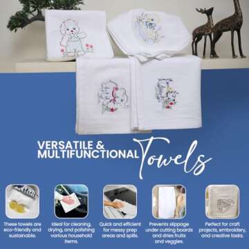 Flour Sack Towels|Valentines Day Tea Towel for Crafts| Kitchen Towel| Dish Towel| Cotton Blank Towel for Embroidery|Baking Bread Proofing Linen Cover| Thick Absorbent Quick Dry| 12 Pack 28"x28" White