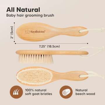 Baby Hair Brush - Baby Brush with Soft Goat Bristles, Cradle Cap Brush, Perfect Scalp Grooming Produ...