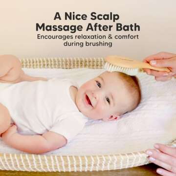 Baby Hair Brush - Baby Brush with Soft Goat Bristles, Cradle Cap Brush, Perfect Scalp Grooming Product for Infant, Toddler, Kids, Newborns, Baby Girls, Boys (Walnut, Oval)