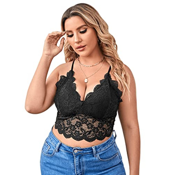 Soly Hux Plus Size Sexy Floral Lace Wireless Bralette