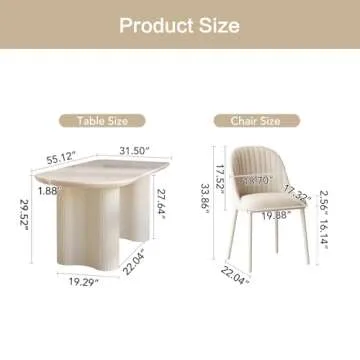 Guyii Dining Table Set with 4 Chairs, Modern Kitchen Table Set, Indoor Dining Table for Kitchen, Bar, Living Room, Breakfast Nook, Small Space, White