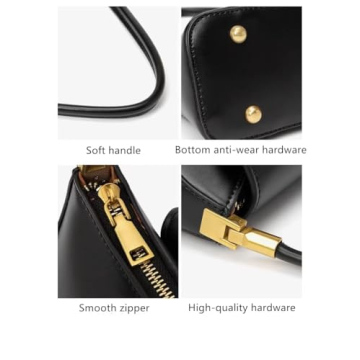 Women Black Shoulder Bags Vintage Handbag Retro Classic Small Purse 90s Buckle Closure