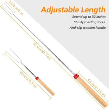 4Pcs Smores Sticks for Tabletop Fire Pit Long 32 Inch, S'mores Skewers Kit Marshmallow Roasting Stic...
