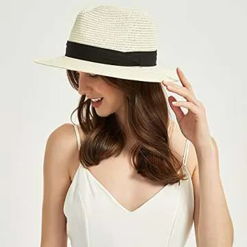 Anycosy Panama Straw Hat for Women Summer Beach Sun Hat