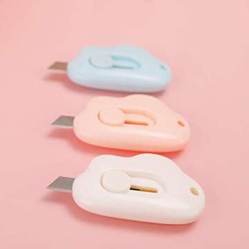 6 Pcs Mini Utility Knives, Retractable Letter Opener Envelope Slitters Portable Paper Cutter (Pink/Blue/White)