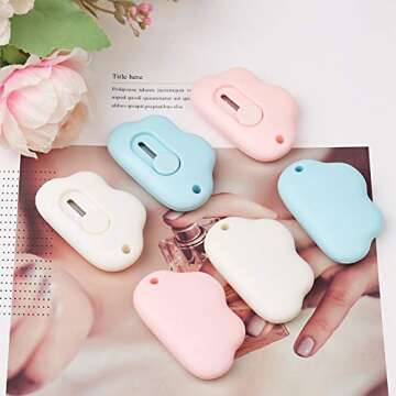 6 Pcs Mini Utility Knives, Retractable Letter Opener Envelope Slitters Portable Paper Cutter (Pink/Blue/White)