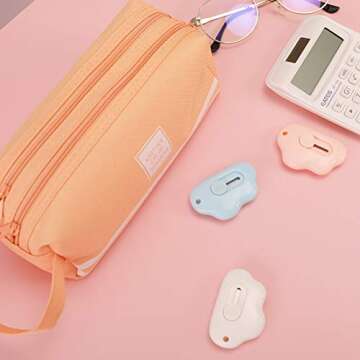 6 Pcs Mini Utility Knives, Retractable Letter Opener Envelope Slitters Portable Paper Cutter (Pink/Blue/White)