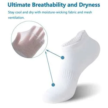 Irisbear White Ankle Socks for Women Running Athletic Low Cut Tab Socks Sports No Show Socks 6-Pairs...