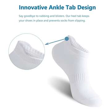 Irisbear White Ankle Socks for Women Running Athletic Low Cut Tab Socks Sports No Show Socks 6-Pairs White