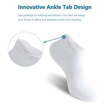Irisbear White Ankle Socks for Women Running Athletic Low Cut Tab Socks Sports No Show Socks 6-Pairs White