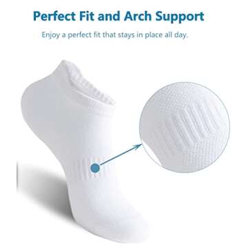 Irisbear White Ankle Socks for Women Running Athletic Low Cut Tab Socks Sports No Show Socks 6-Pairs White