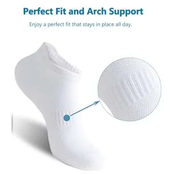 Irisbear White Ankle Socks for Women Running Athletic Low Cut Tab Socks Sports No Show Socks 6-Pairs White