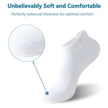 Irisbear White Ankle Socks for Women Running Athletic Low Cut Tab Socks Sports No Show Socks 6-Pairs White