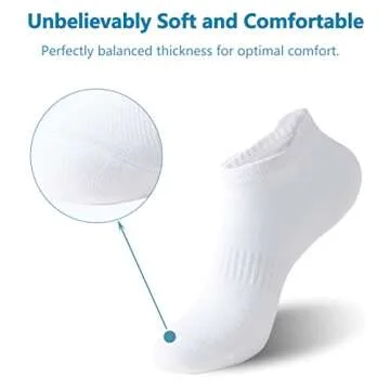 Irisbear White Ankle Socks for Women Running Athletic Low Cut Tab Socks Sports No Show Socks 6-Pairs White