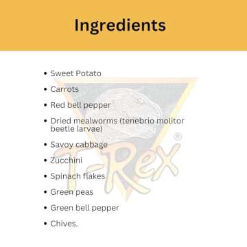 T-Rex Bearded Dragon Food Gourmet Blend 4oz Premium All-Natural Food Protein-Rich Blend of Freshly Sourced Fresh Vegetables, and Nutrients for Optimal Health, Made in The USA