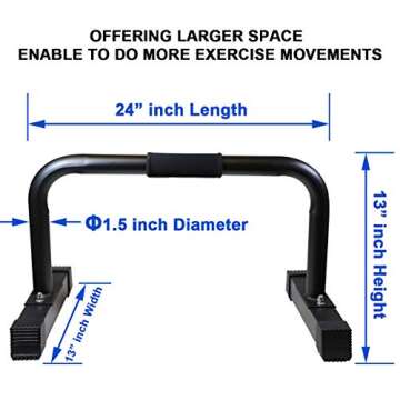 eHUPOO Push Up Bars Parallettes Dip Bars,Strength Training Pushup Stands for Bodyweight Workout&Home Gym Exercise,XL Push Up Stand Bars for Men Women,with Hand Grips Non-Slip Sturdy Structure.24x13”