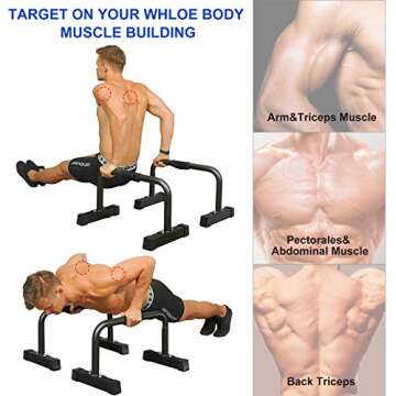 eHUPOO Push Up Bars Parallettes Dip Bars,Strength Training Pushup Stands for Bodyweight Workout&Home Gym Exercise,XL Push Up Stand Bars for Men Women,with Hand Grips Non-Slip Sturdy Structure.24x13”