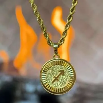 CHRISTIN MARIE STUDIO 18k Gold Plated Zodiac Necklace & Pendant - Gold Necklace for Women & Men, Tarnish & Water Resistant, Birthday Gifts for Women & Men (Sagittarius, 18" Rope)