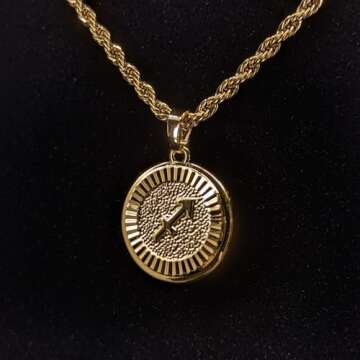 CHRISTIN MARIE STUDIO 18k Gold Plated Zodiac Necklace & Pendant - Gold Necklace for Women & Men, Tarnish & Water Resistant, Birthday Gifts for Women & Men (Sagittarius, 18" Rope)