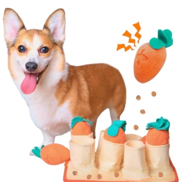 Boredom Buster for Small and Medium Dog, Interactive Treat Puzzle Rug, Slow Feeder Mat with Squeaky ...