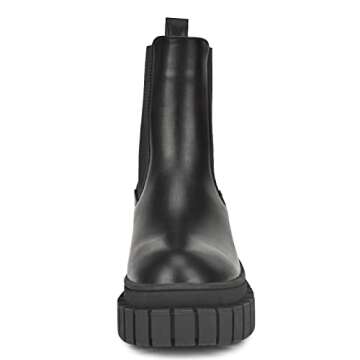 READYSALTED Women's Ankle Low Heel Platform Chunky Sole chelsea Slip On Boots(HONGO1-BK,US7)