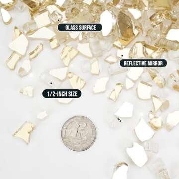 Skyflame High Luster 10-Pound Fire Glass Fire Pit Fireplace Landscaping, 1/4 inch Gold Reflective