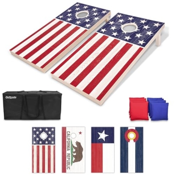 GoSports Flag Series Wood Cornhole Sets with American State Flags