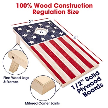 GoSports Flag Series Wood Cornhole Sets with American State Flags
