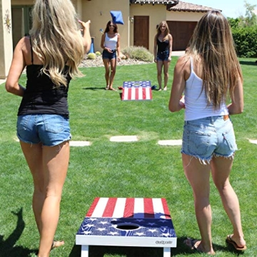 GoSports Flag Series Wood Cornhole Sets with American State Flags