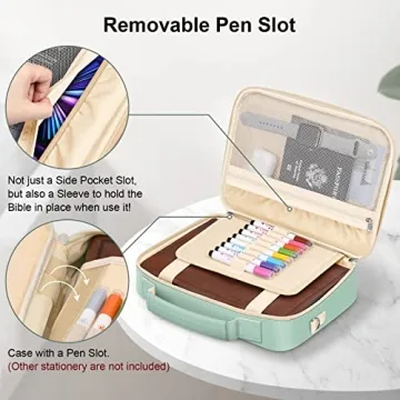 FINPAC Large Bible Cover w/Shoulder Strap - Light Green