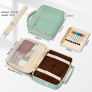 FINPAC Large Bible Cover w/Shoulder Strap - Light Green