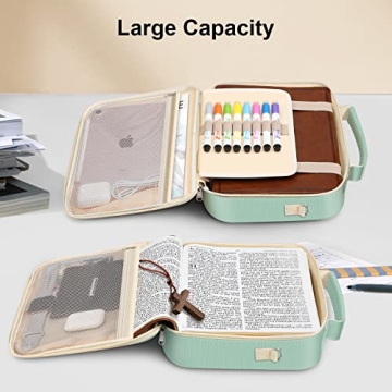 FINPAC Large Bible Cover w/Shoulder Strap - Light Green