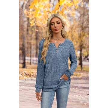 XIEERDUO Chic Women's Fall Sweater in Blue Long Sleeve
