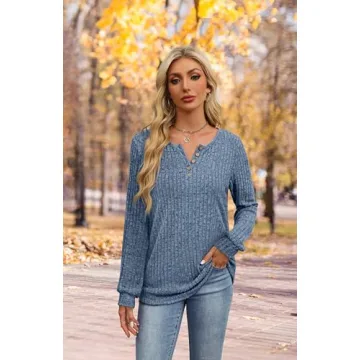 XIEERDUO Chic Women's Fall Sweater in Blue Long Sleeve