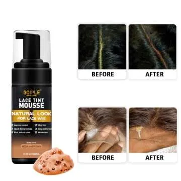 Lace Tint Hair Mousse for Women's Wigs, Toupees, and Hairpieces - 3.4 fl oz Natural Finishing Color Foam Tint With Hair Wax Stick (Medium Brown)