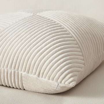 Topfinel Cream White Decorative Neutral Throw Pillow Covers 18x18 Inch for Couch Sofa Bed, Soft Cord...