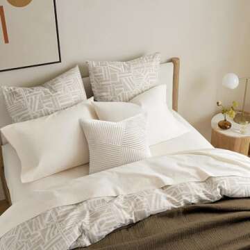 Topfinel Cream White Decorative Neutral Throw Pillow Covers 18x18 Inch for Couch Sofa Bed, Soft Corduroy Striped Patchwork Windmill Textured Square Cushion Covers Set of 2 Spring Boho Home Decor