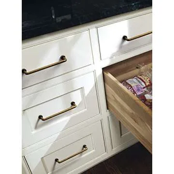 JIASENBAO 10 Pack Antique Brass Cabinet Bar Pulls 5" Hole Center Classic Vintage Retro Drawer Handles Kitchen Cupboard Bathroom Dresser Cabinet Hardware