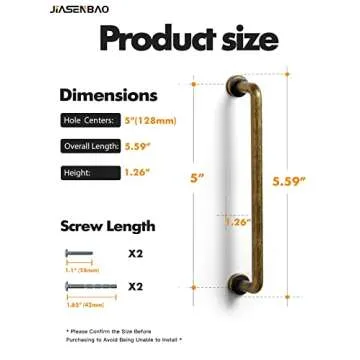 JIASENBAO 10 Pack Antique Brass Cabinet Bar Pulls 5" Hole Center Classic Vintage Retro Drawer Handles Kitchen Cupboard Bathroom Dresser Cabinet Hardware